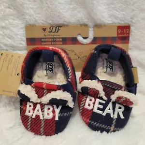 Dearfoams Säugling Baby Bär Memory Foam Hausschuhe 9-12 Monate Büffel Karo neu - Bild 1 von 3