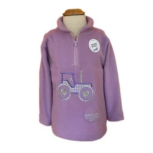Ramblers Childrens Purple Lilac Gingham Tractor Fleece Jumper - Picture 1 of 1