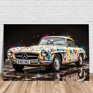✅ Mercedes Benz Graffiti Auto Wandbild Pop art Acrylglas, Leinwand, Poster Kunst - Bild 1 von 10