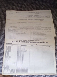 1910's Duluth & Northeastern Railroad Locomotive Inspection & Test Reports 8 Pc. - Picture 1 of 4