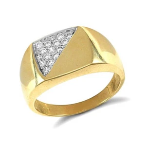 Conjunto de anillo de sello con forma de cojín de circonitas de oro amarillo de 9 quilates, tallas M a T (460) - Imagen 1 de 1