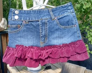 Mary Kate & Ashley Autumn Berry Denim Skort Size 7 Velvet Ruffled Very Nice! - Picture 1 of 15