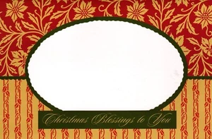 Merry Christmas Blessings Red Floral Scroll Scrollwork Photo Cards - Set of 9 - Picture 1 of 3