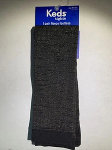 KEDS Girls Tights Fleece Footless Sz M 7-10 Years Black/purple Sparkly Glitter - Picture 1 of 4