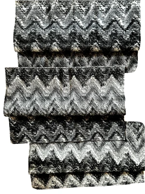 Lot 4  Chevron Zic Zac Designer Fabric Sample 80% WOOL Velvet Finish Gray Black - Image 1 of 4