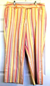 Venezia Women's Orange Pink and Yellow Striped Capri Pants Size 14 - Picture 1 of 3