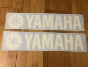 Yamaha Logo 12” Sticker (set Of 2) White Vinyl Motorbike ATV MX Dirtbike Decal - Picture 1 of 4