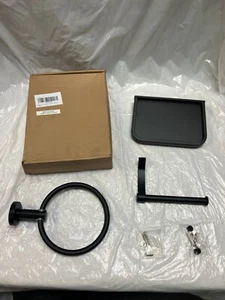 Toilet Paper Holder with Shelf, Rustproof Matte Black, Wall Mount, Towel Holder - Picture 1 of 13