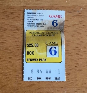 Boleto del Juego 6 MLB ALCS 1986 Boston Red Sox California Angels Fenway Park - Imagen 1 de 2