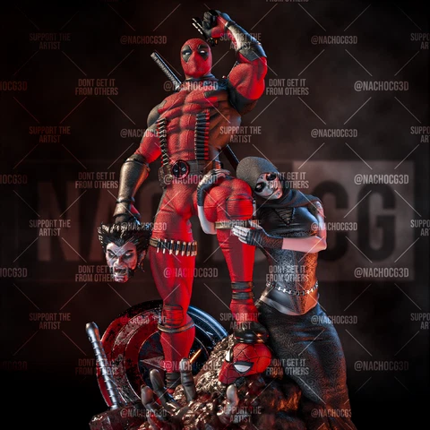 Deadpool kills Marvel diorama 3d figure - 3d printed model - 1/6 1/10 scale Cover