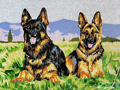 Needlepoint tapestry painted canvas 40.114 - Dogs (16"x20") GobelinL - Image 1 of 3