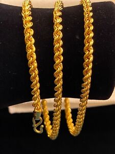 Classy Handmade Dubai Unisex Rope Chain Necklace In 916 Stamped 22K Yellow Gold