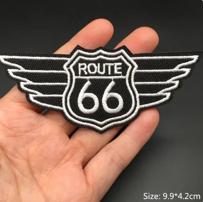 Route 66 Patch Streifen Aufnäher oder Aufbügeler US Motorrad Bike Biker Kutte