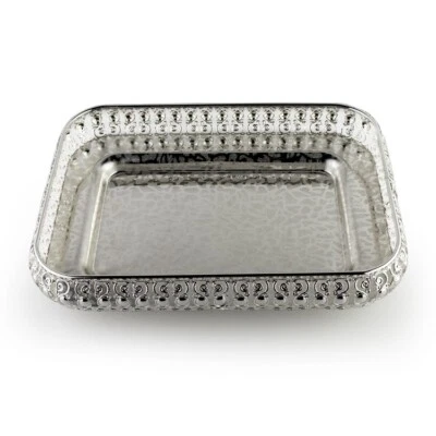 Marokkanisches Servier Tablett Teetablett Platte 30x20 cm Silber - Bild 1 von 2