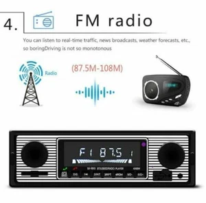Bluetooth-Compatible Vintage Car FM Radio USB Classic Stereo Audio Receiver AUX - Picture 1 of 12