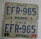OHIO PASSENGER VEHICLE  license plate PAIR  EFR965  1985