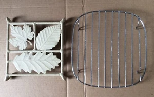 Lot (2) Vtg Via Hot Plate Steel Table Decor Ancona Design & Unknow Metal Trivet - Picture 1 of 9