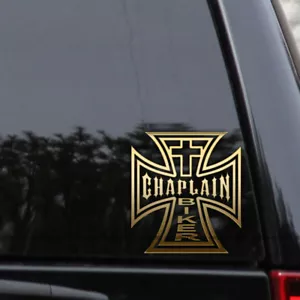 Chaplain Biker Cross Christian Vinyl Decal Sticker - Picture 1 of 2