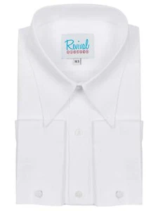 White Spearpoint Collar 1930s 40s Vintage Tommy Shelby Style Cotton Mens Shirt - Picture 1 of 5