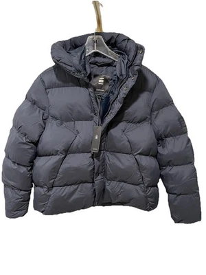 D-STAR RAW WHISTLER SHORT PUFFER HOODED JACKET NAVY WINTER COAT WOMEN’S L NWT - Image 1 of 4