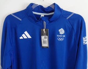 Team GB Training Top Mens Large adidas Blue 1/4 Zip Paris 2024 Olympics Gym - Picture 1 of 23