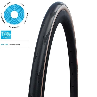 Neumáticos plegables Schwalbe Pro One TLE Evo // 25-622 (700x25C) Super Race Transp. Piel Foto 1 de 2