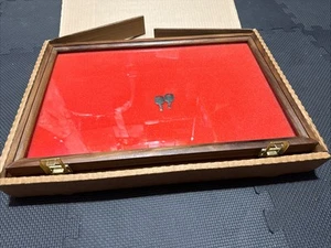 CHERRY Wood showcase display case 12 X 18 X 2" Quality made, glass, solid cherry - Picture 1 of 10