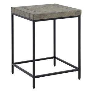 End Table Industrial Modern Side Table Wood Top Metal Frame for All Room, Gray - Picture 1 of 3