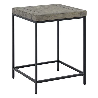 End Table Industrial Modern Side Table Wood Top Metal Frame for All Room, Gray - Image 1 of 3