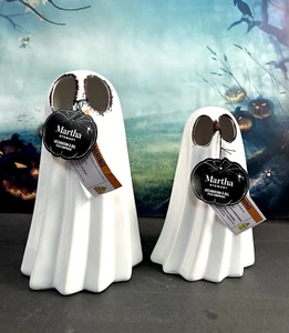 Martha Stewart Cerámica Luz LED Fantasma Halloween Nuevo Juego De 2 - Imagen 1 de 6