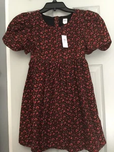 Gap Girls Short Sleeved Dress Black Red Pink Pinwale Corduroy Size M 8-9 NWT - Picture 1 of 6