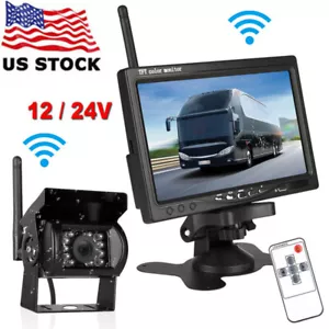 Wireless 7" HD Parking Monitor Rear View Backup Camera Kit for Caravan Truck RVs - Picture 1 of 24