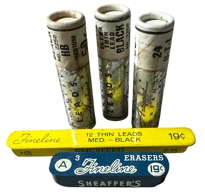 Vintage Sheaffers Fineline (1) Autopoint (3) Lead Refills & Fineline Erasers (1) - Picture 1 of 2