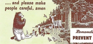 1950s Smokey The Bear Praying -Forest Fires-US Dept. of Agriculture Blotter - Picture 1 of 3