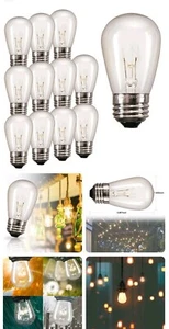 12pc S14 Light Bulb E26 Base Outdoor Patio Bulb for Garden Vintage String Light - Picture 1 of 1