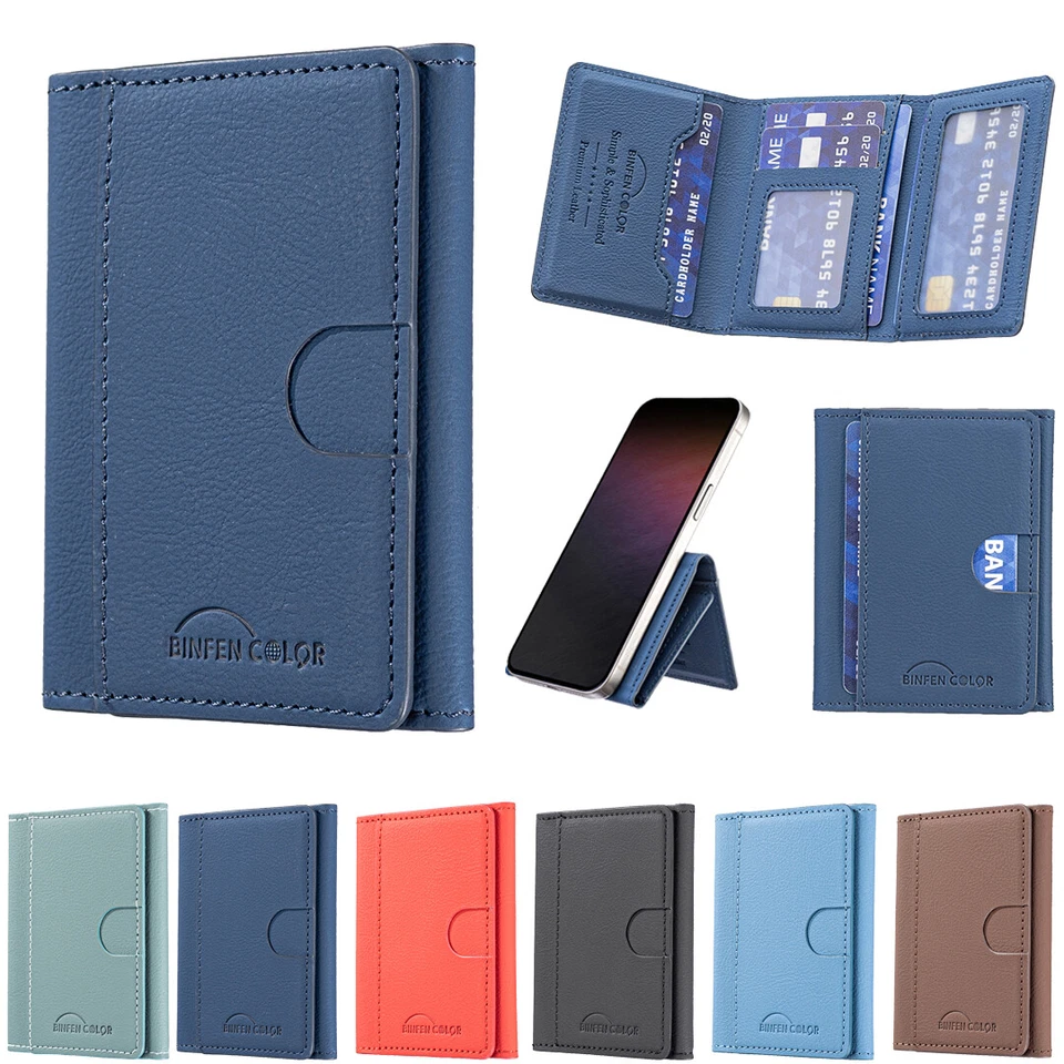 Estuche universal con soporte para tarjetas de bolsillo y billetera con extracción magnética para teléfono celular Foto 1 de 4