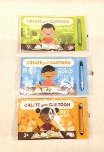 Create Your Cartoon - 2018 Wendy's Kid's Meal - Lot Of 3 Coloring and activities - Picture 1 of 2