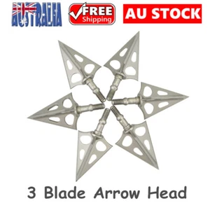 6pcs Archery 3-Blade Broadhead Sharp 100 Grain Arrow Heads Arrow Point Tips AU - Picture 1 of 6