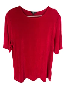 VIKKI VI Top Size 1X Red Classy Business Quiet Luxury Old Money Timeless Stretch - Picture 1 of 4