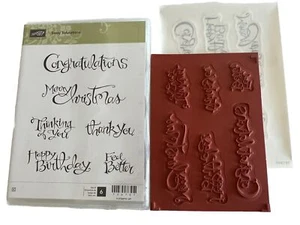 Stampin Up! Rubber Stamp Cling Set - SASSY SALUTATIONS Birthday Christmas Thanks - Picture 1 of 1
