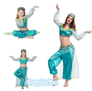 W-M4-3 Girls & Ladies Arabian Genie Aladdin Jasmine Princess Costume - Picture 1 of 10