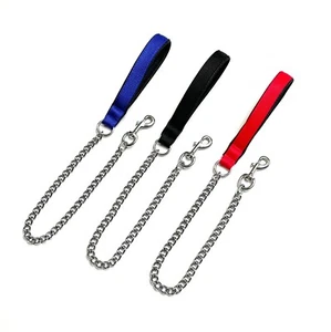 Metal Chain Dog Lead 32" Long (80cm) 4mm Chain With Padded Handle In 11 Colours - Picture 1 of 25