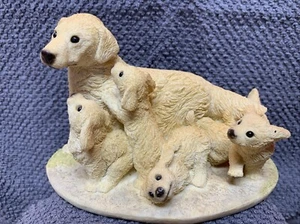 Stone Critters Golden Retriever Hund und Welpen Figur Vintage - Bild 1 von 8