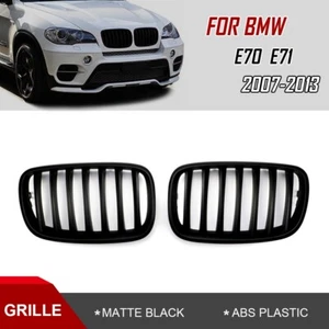 Pair Front Kidney Grille Grill Matte Black For BMW E70 X5 E71 X6 2007-2013 SU - Picture 1 of 6