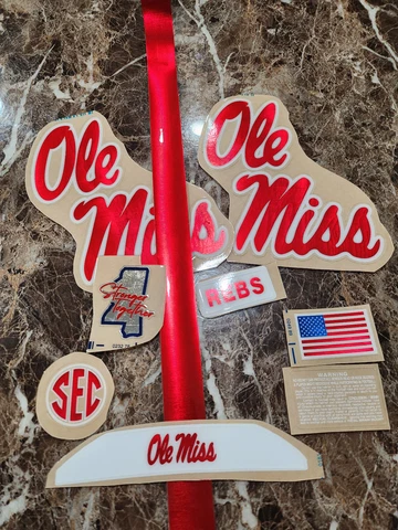 Chrome Red Rebels full size football helmet 3M vinyl decals Ole Miss Cover
