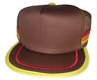 Blank 3 Striped Brown Snapback Mesh Trucker Hat Cap 