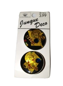 Vtg 1990s Carded Lucite Junque Deco Charm Buttons Coin Jewel Beads Chain 685 #24 - Picture 1 of 5