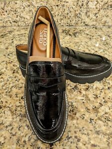 WOMEN'S FRANCO SARTO BALIN BLACK TEXTURED LUG SOLE LOAFERS SIZE 8 1/2 WIDE NEW 