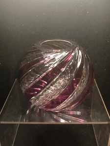 Glas Kristallglas Vase Kugelvase Rot Lila handgeschliffen WMF um 1950 Ø ca. 18cm - Bild 1 von 7