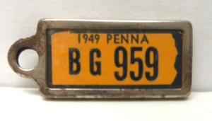 Vtg 1949 Penna DAV Mini License Plate Key Tag "BG 959"!! We Combine Shipping!! - Picture 1 of 2